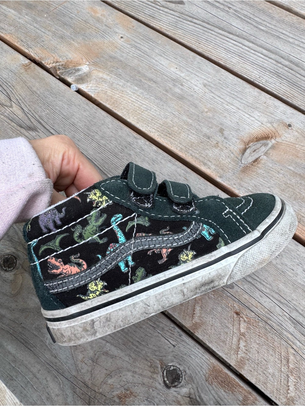 Vans Kids' Black Dinosaur Glow in the Dark Velcro Sneakers